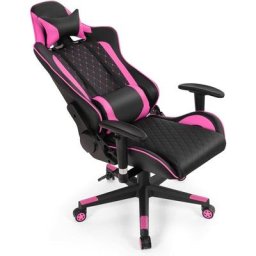 Chaise Gaming de Bascule, Siège Gamer Pivotante Ergonomique, Fauteuil de Bureau Réglable en Hauteur
