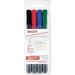 4-361-4 e-361/4 s Set de marqueurs pour tableau blanc bleu, vert, rouge, noir 4 pc(s)/emb. - Edding