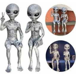 Ersandy - Alien Statuette,Lot de 2 Statues D'alien de l'espace,Extra Terrestre Statue,Figurine de