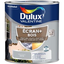 Ecran+ bois - Peinture satinée pour bois extérieur - Volets, portes, fenêtres, portails - Gris