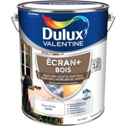 Ecran+ bois - Peinture satinée pour bois extérieur - Volets, portes, fenêtres, portails - Blanc 5 l