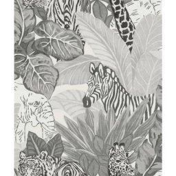 Good Vibes Papier peint Jungle Animals Gris et noir Noordwand Gris et noir