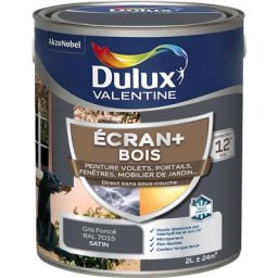 Ecran+ bois - Peinture satinée pour bois extérieur - Volets, portes, fenêtres, portails - Gris