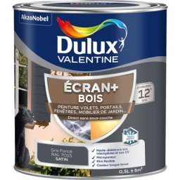 Ecran+ bois - Peinture satinée pour bois extérieur - Volets, portes, fenêtres, portails - Gris