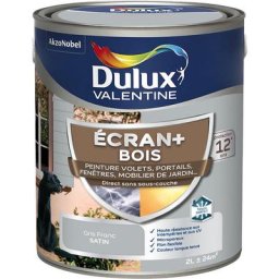 Ecran+ bois - Peinture satinée pour bois extérieur - Volets, portes, fenêtres, portails - Gris