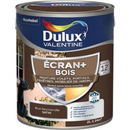 Ecran+ bois - Peinture satinée pour bois extérieur - Volets, portes, fenêtres, portails - Brun