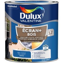 Ecran+ bois - Peinture satinée pour bois extérieur - Volets, portes, fenêtres, portails - Bleu