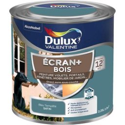 Ecran+ bois - Peinture satinée pour bois extérieur - Volets, portes, fenêtres, portails - Bleu