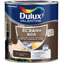 Ecran+ bois - Peinture satinée pour bois extérieur - Volets, portes, fenêtres, portails - Brun