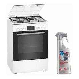 Cuisinière 4 foyers brûleurs gaz blanc 60x60cm Four EcoClean Feu wok 4KW Gazinière 66L - Blanc