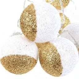 Mobilibrico - Guirlande Boule 10led Blanc Glitter Or 6x192cm - blanc dore