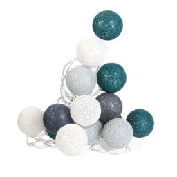 Guirlande Boule 20 Led Bleu Fonce Gris 4x372cm - bleu gris vert