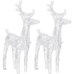 Rennes de Noël 2 pcs 80 led Blanc chaud Acrylique Vidaxl Blanc chaud