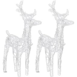 Rennes de Noël 2 pcs 80 led Bleu Acrylique Vidaxl Bleu