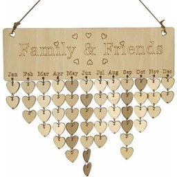 Plaque en bois de calendrier de rappel d'anniversaire d'amis de famille avec l'étiquette de décor à