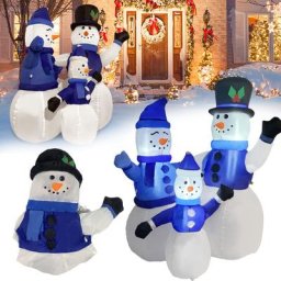 Famille de bonhomme de neige gonflable Décoration de Noël avec led 130cm - Aufun