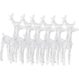 Rennes de Noël 6 pcs 240 led Bleu Acrylique Vidaxl Bleu