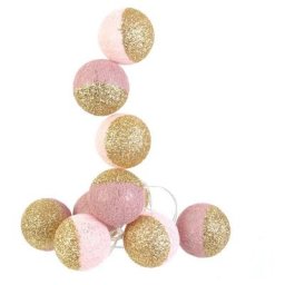 Guirlande Boule 10 Led Rose Glitter Or 6x192cm - rose dore