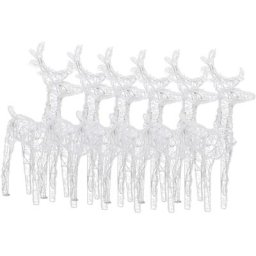 Rennes de Noël 6 pcs 240 led Blanc froid Acrylique Vidaxl Blanc froid