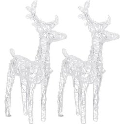 Rennes de Noël 2 pcs 80 led Blanc froid Acrylique Vidaxl Blanc froid