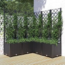 Jardinière Bac a Fleur avec treillis Noir 120x120x136 cm pp 17113 - Noir