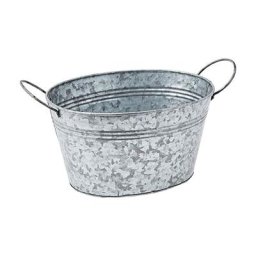 Pots en Zinc en Lot de 4, seaux galvanisés pour Jardin, ovales, bacs à Fleurs, HxLxP: