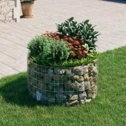 Jardinière Bac a Fleur | Lit surélevé à gabion circulaire Acier galvanisé Ø100x50 cm 90728 - Argent