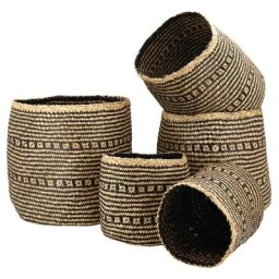 Aubry Gaspard - Cache pot jonc de mer teinté Pot 38 cm. Naturel. Marque : . Réf. : JCP412S - Naturel
