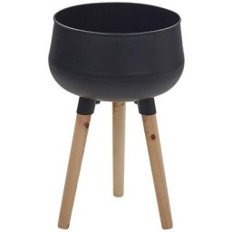 Jardinière Pot de Fleur en Métal 30 x 30 x 47 cm avec Pieds en Bois Clair Moderne et Résistant pour