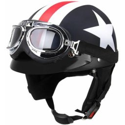 Casque de moto demi-visage ouvert avec visière lunettes écharpe vélo moto casque de voyage