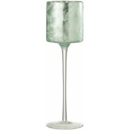 Photophore arbre sur pied verre vert/argent large h. 30cm - Vert