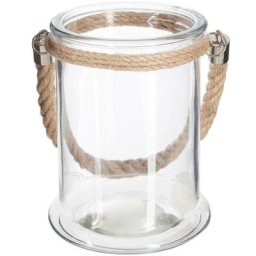 Photophore verre + corde Lena H17 - Atmosphera créateur d'intérieur - Transparent