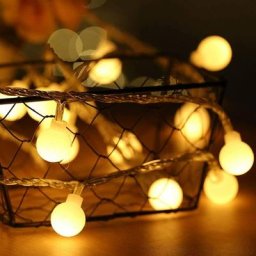 Guirlande lumineuse à 40 led boule - 4,8 m - 2700 k - Blanc chaud - Fonctionnement par piles