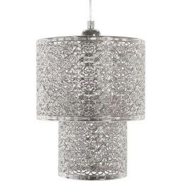 Lampe Suspension Lustre Argenté Métallique E14 Max. 40W Chic et Ultra Décorative avec Abat-jour