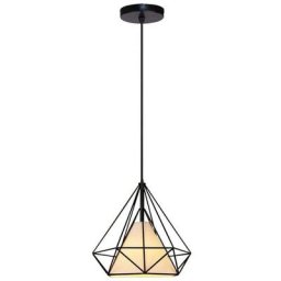 Rétro Suspension Luminaire Industrielle Metal Design Diamant Noir, Lustre Abat jour 20cm Métal