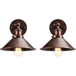 Set de 2 Applique Murale Vintage Industriel Métal E27, Design Parapluie Chapeau, Lampe de Plafond