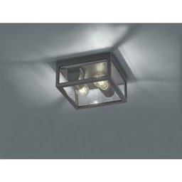 Plafonnier d'extÉrieur garonne double lampe fonte d'aluminium anthracite et verre transparent ip44
