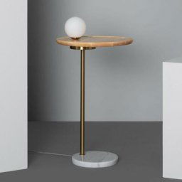 Ledkia - Lampe à Poser Bois et Verre Brandt Blanc - Dorée - Blanc - Dorée