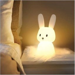 Veilleuse Bebe Bunny Avec 7 Changements de Lumière Contrôle de tapRecharge usb Fonction Minuterie