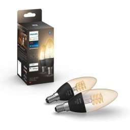 Philips - Hue White, ampoule led connectée Filament flamme E14, compatible Bluetooth, pack de 2,