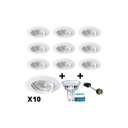 Mylumi - Lot 10 Spots Led GU10 Encastrables Blancs équipés led Philips 5W 2700K