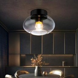 Plafonnier verre fumé plafonnier verre verre fumé plafonnier vintage, salon design rétro, métal