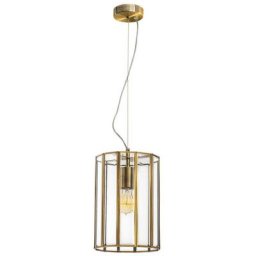 Dallas Lanternes Suspension Plafonnier Métal Antique Laiton Verre Clair led E27 - Merano
