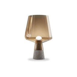 Lampe en pierre et verre fumé Marron - Béton, Verre - Marron
