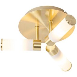 Qazqa - bath - Plafonnier Moderne - 3 lumière - ø 28.5 cm - Doré/Laiton - Moderne - Salle de bains