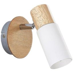 Spot à intensité variable 'Christoph' en bois pour chambre à coucher - blanc, bois clair