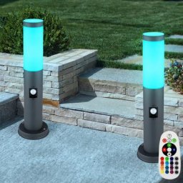 Set de 2 lampes sur pied balcon SENSOR lampes base acier inoxydable anthracite DIMMABLE dans un