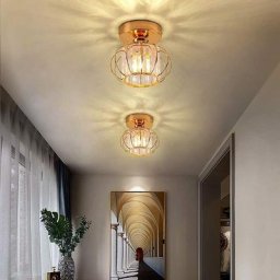 Lot de 2 luminaires de plafond à cristaux, lustre plafonnier cage et cristal e27 led pour cuisine