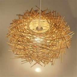 Plafonnier led Nid d'Oiseau Structure en Rotin Tressé Fait à la Main en Bois 300 x 170 mm [Classe
