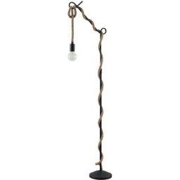 Lampadaire 'Ropina' en métal pour salon & salle à manger - noir, brun clair